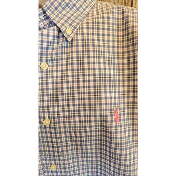 Ralph lauren preppy long sleeve button up blue pink check XL EUC career casual - Picture 3 of 6